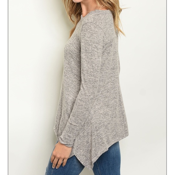 Grey Handkerchief Hem Tunic Top - Picture 8 of 8